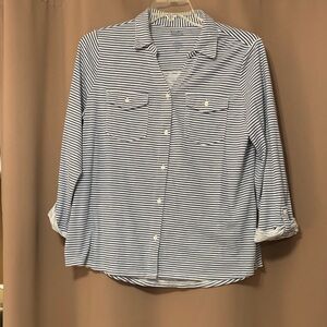 Croft & Barrow Blue and White Striped Top
